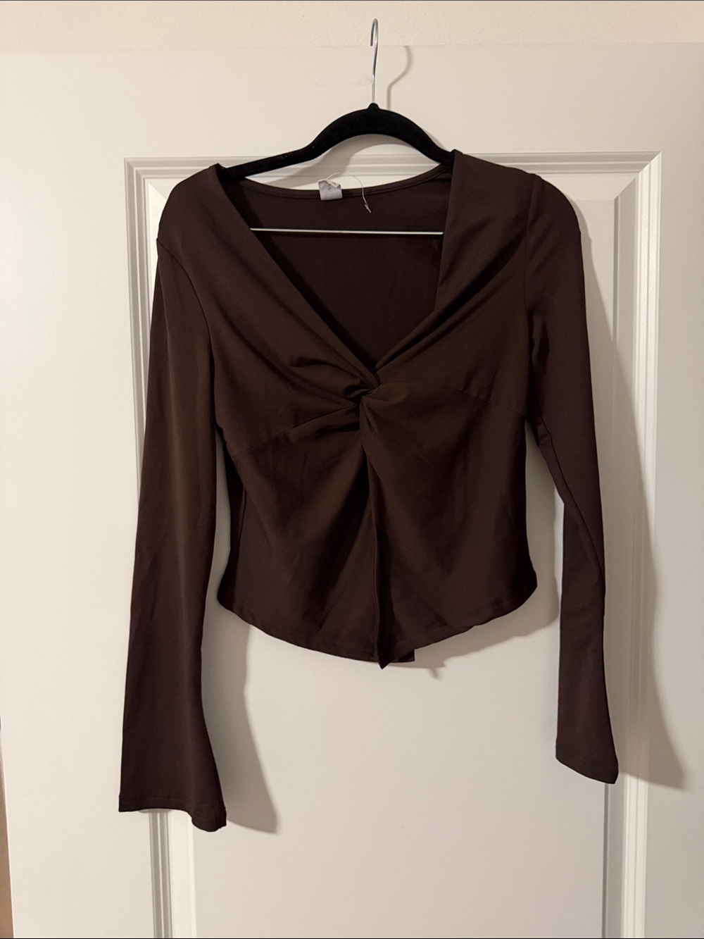 Amazon Brown Long Sleeve Twist-Front Top